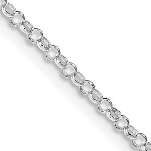 2mm Rhodium Plated Sterling Silver Solid Rolo Chain Necklace, 24 Inch